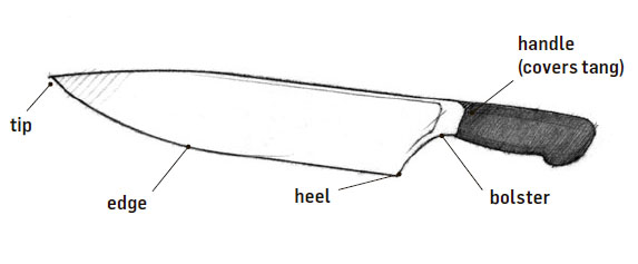 The parts of a chef’s knife